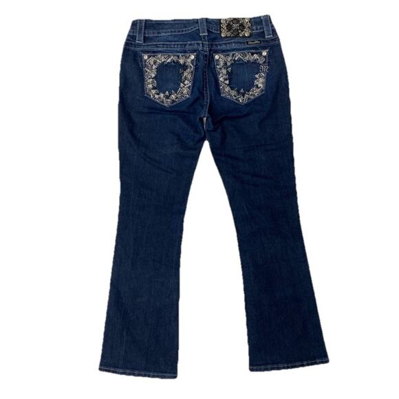 Miss Me Jeans Womens 27 (28x28) Mid Rise Easy Boot Dark Wash Embellished Denim - Picture 1 of 11